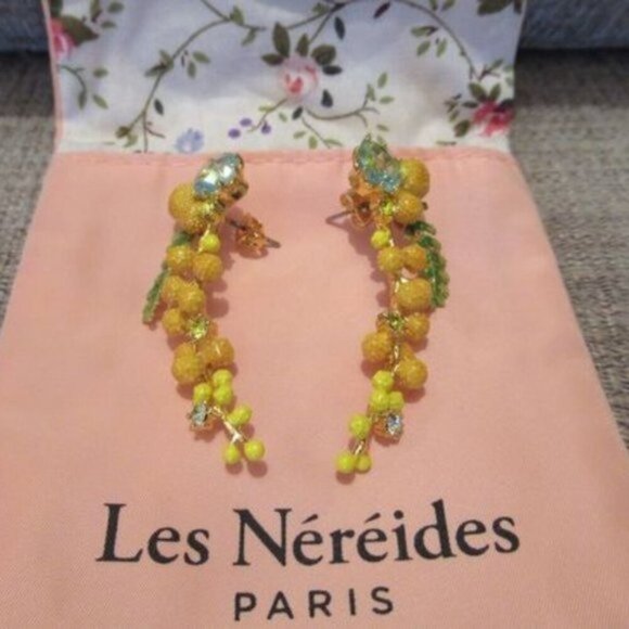 LES NEREIDES Anthropologie Hand Enamelled Provence Yellow EARRINGS - Picture 2 of 7